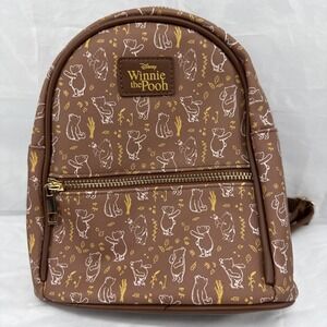 Disney Winnie the Pooh Bear Line Art Sketch Mini Backpack 9" With Pooh Key Chain